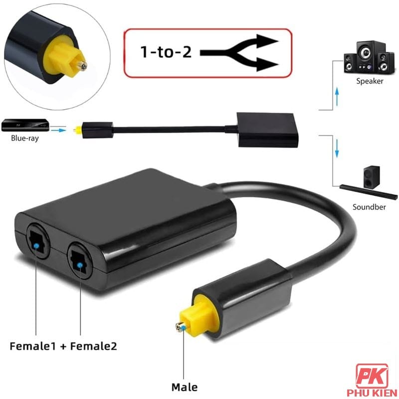 Cáp chia cổng Audio Quang 1 ra 2 Toslink 1 to 2 5 Cáp chia cổng Audio Quang 1 ra 2 Toslink 1 to 2