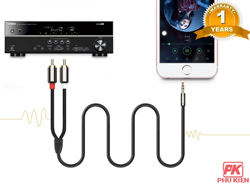 Cáp Audio 3.5 ra 2 đầu RCA 1,5m Ugreen 10583 Cáp Audio 3.5 ra 2 đầu RCA 1,5m Ugreen 10583