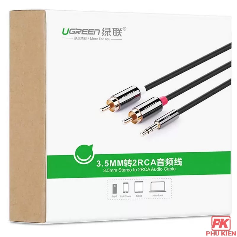 Cáp Audio 3.5 ra 2 đầu RCA 1,5m Ugreen 10583 2 Cáp Audio 3.5 ra 2 đầu RCA 1,5m Ugreen 10583 - Ảnh 2