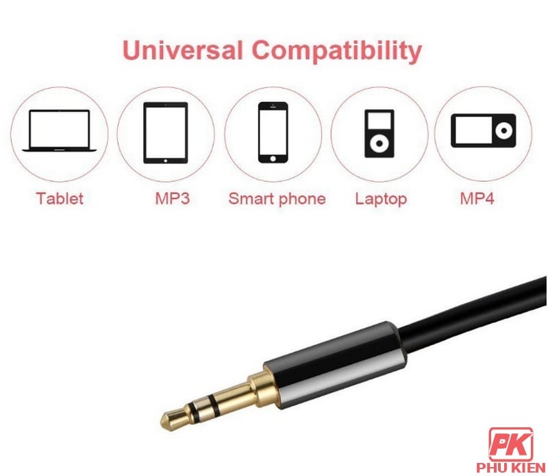 Cáp Audio 3.5 ra 2 đầu RCA 1m chất lượng cao