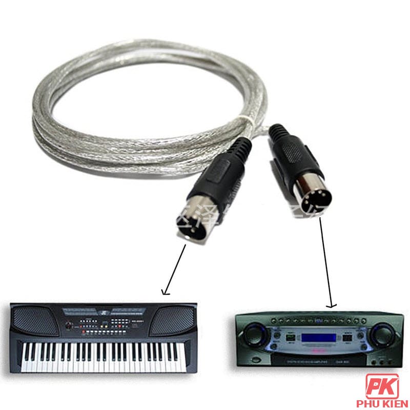 Kết nối Đàn Piano điện với Máy tính 3 Cáp MIDI 5 pin kết nối Piano