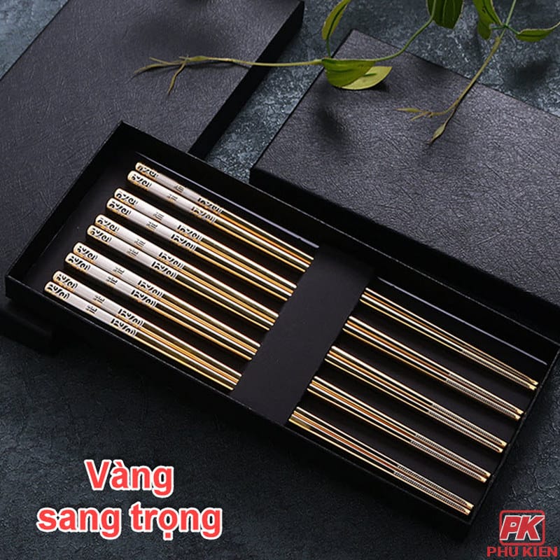 Đũa inox 304 Hàn Quốc mạ Titan chống trơn trượt cao cấp (5 đôi) 6 Đũa inox 304 Hàn Quốc mạ Titan chống trơn trượt