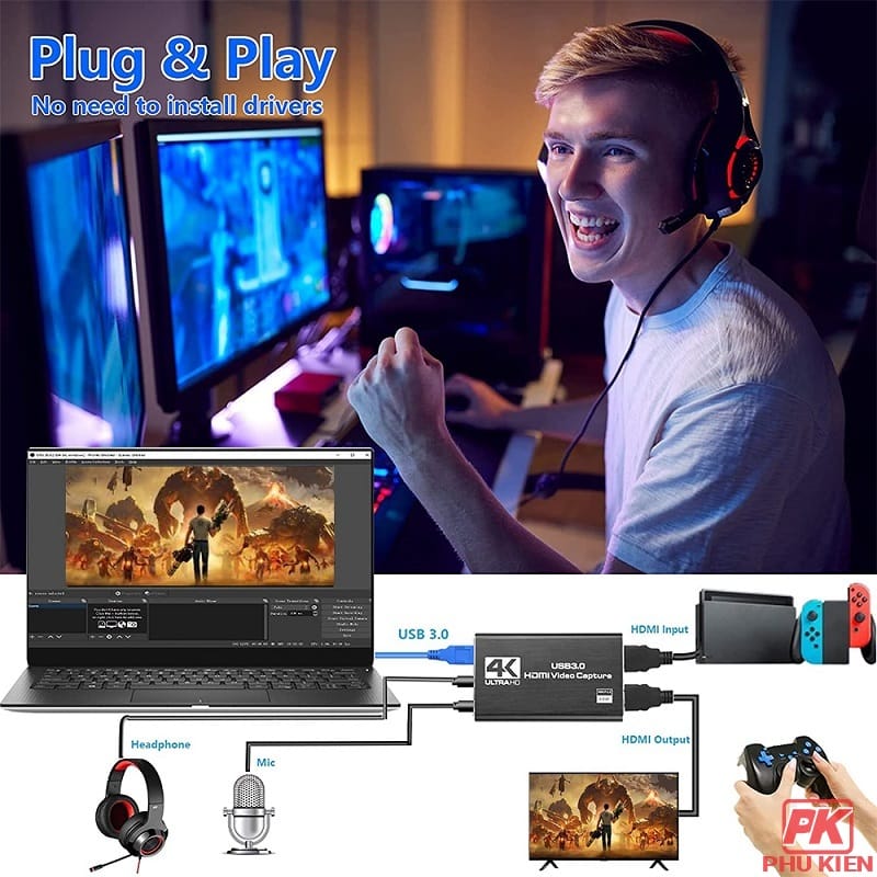 HDMI Video Capture USB 3.0 tích hợp Micro và Tai nghe 3 HDMI Video Capture USB 3.0 tích hợp Micro và Tai nghe - Ảnh 3