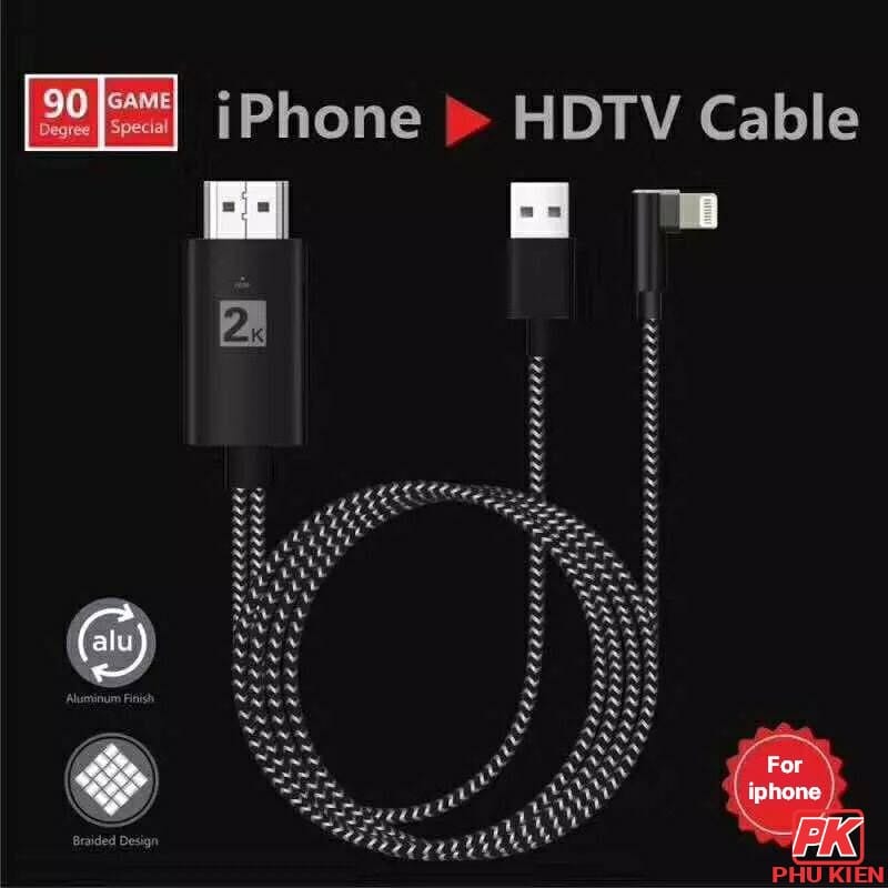 Cáp HDMI cho iphone ipad hỗ trợ 4K vuông góc 3 Cáp HDMI cho iphone ipad hỗ trợ 4K vuông góc - Ảnh 3