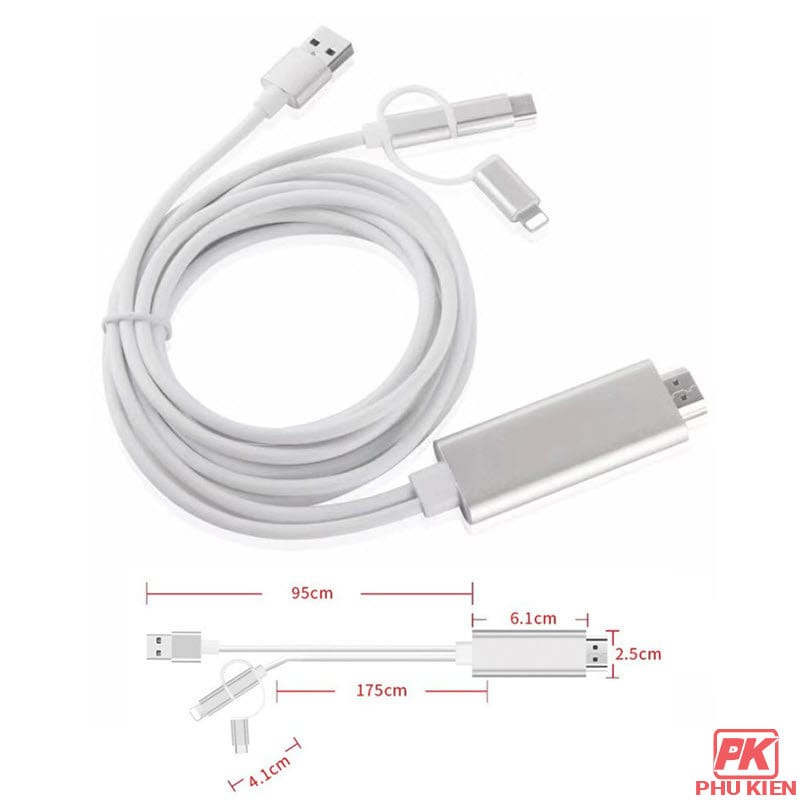 Cáp HDMI kết nối Điện thoại 3in1