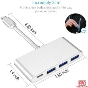 Hub OTG Type-C ra 3 cổng USB 3.0 + Type-C - Ảnh 3