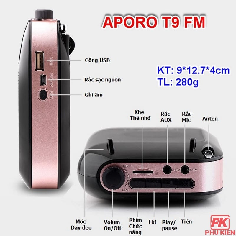 Máy trợ giảng Aporo T9 FM dùng Micro có dây 4 Máy trợ giảng Aporo T9 FM dùng Micro có dây - Ảnh 4