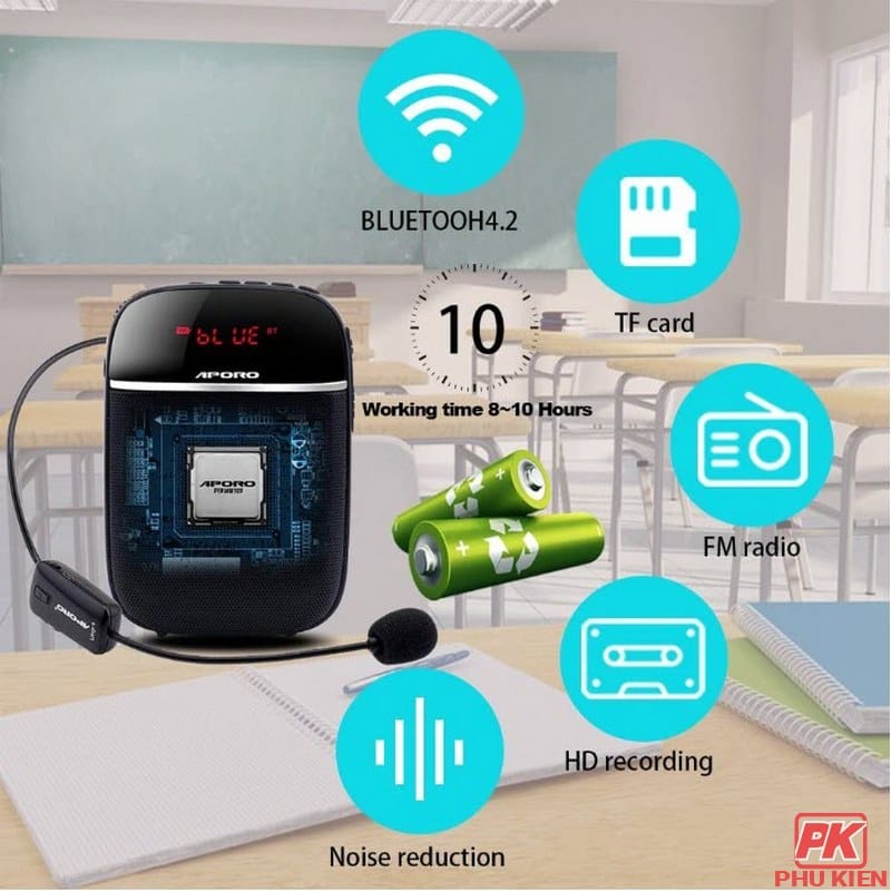 Máy Trợ giảng không dây Aporo T2 UHF có Bluetooth 3 Máy Trợ giảng không dây Aporo T2 UHF có Bluetooth - Ảnh 3