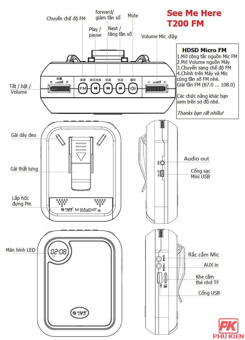 Máy Trợ giảng không dây See Me Here T200 FM có Bluetooth Máy Trợ giảng không dây See Me Here T200 FM có Bluetooth