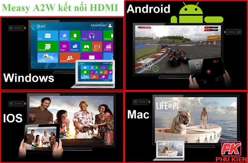 Measy A2W kết nối HDMI không dây cho Điện thoại, Máy tính