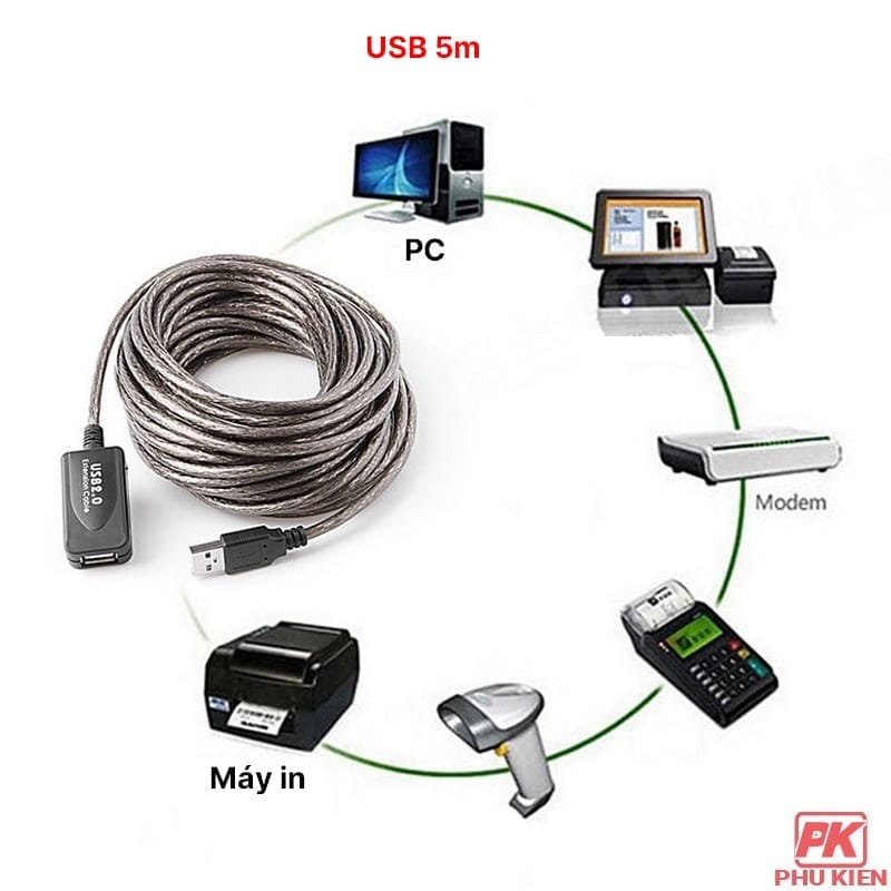 Cáp nối dài USB 5m có IC khuếch đại tín hiệu