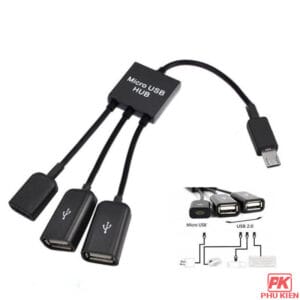 Cáp OTG Micro USB 2 cổng hỗ trợ nguồn ngoài
