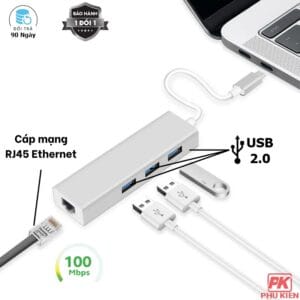 Cáp Type-C to Lan 10/100 và 3 cổng USB 2.0 - Ảnh 3