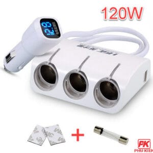 Chia tẩu sạc Ô tô 3 cổng 120W có LED báo điện áp