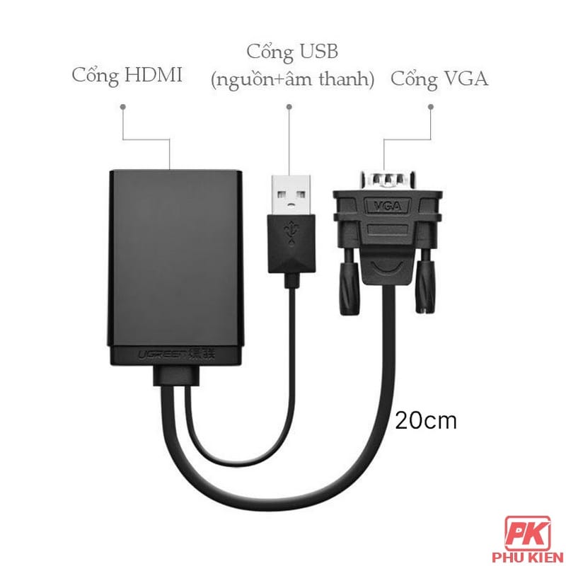 Cáp chuyển VGA sang HDMI có âm thanh nguồn USB 2 Cáp chuyển VGA sang HDMI có âm thanh nguồn USB - Ảnh 2
