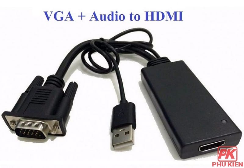 Cáp chuyển VGA sang HDMI có âm thanh nguồn USB Cáp chuyển VGA sang HDMI có âm thanh nguồn USB