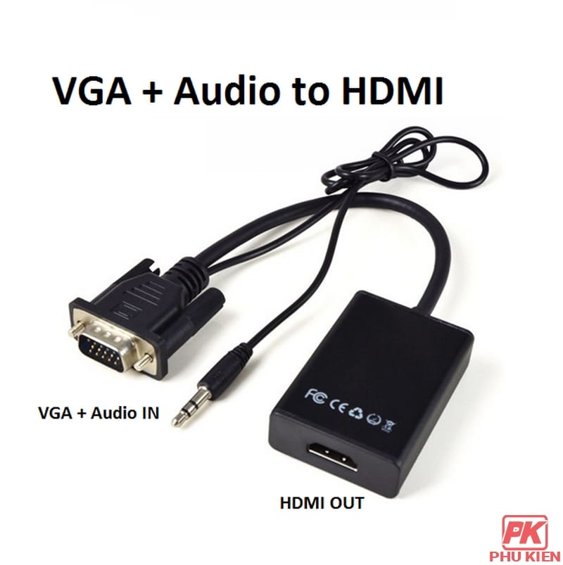 Cáp chuyển VGA sang HDMI có rắc Audio 3.5 (VGA to HDMI) 1 Cáp chuyển VGA sang HDMI có rắc Audio 3.5 (VGA to HDMI)