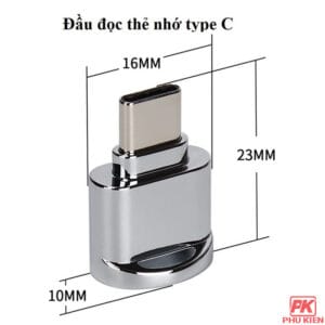 Đầu Type-C đọc thẻ nhớ Metal bạc - Ảnh 3