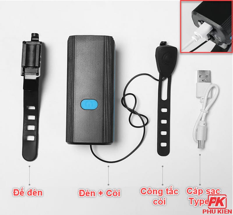 Đèn pha xe đạp có còi Đèn pha xe đạp có còi