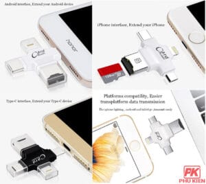 Đầu đọc thẻ nhớ 4 in 1 cho Điện thoại, Máy tính - Ảnh 2