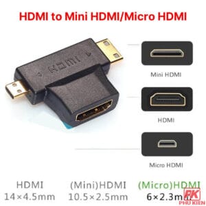 Đầu chuyển HDMI sang Mini HDMI và Micro HDMI 3 in 1