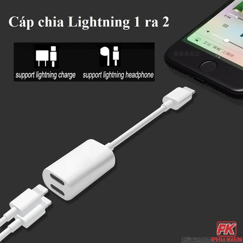 Cáp chia Lightning 1 ra 2 cho Iphone Cáp chia Lightning 1 ra 2 cho Iphone