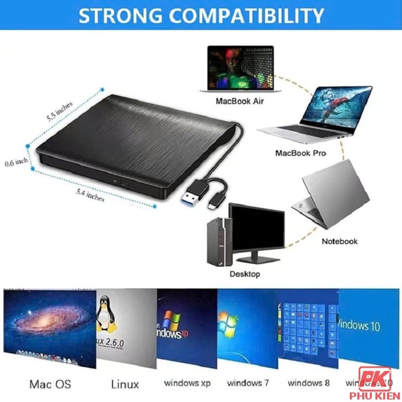 Ổ ghi DVD RW USB 3.0 và Type-C gắn ngoài cho PC Laptop 2 Ổ ghi DVD RW USB 3.0 và Type-C gắn ngoài cho PC Laptop - Ảnh 2