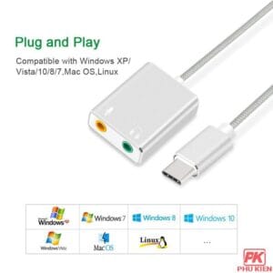 Sound card Type-C chuyển đổi Type-C sang Audio và Micro