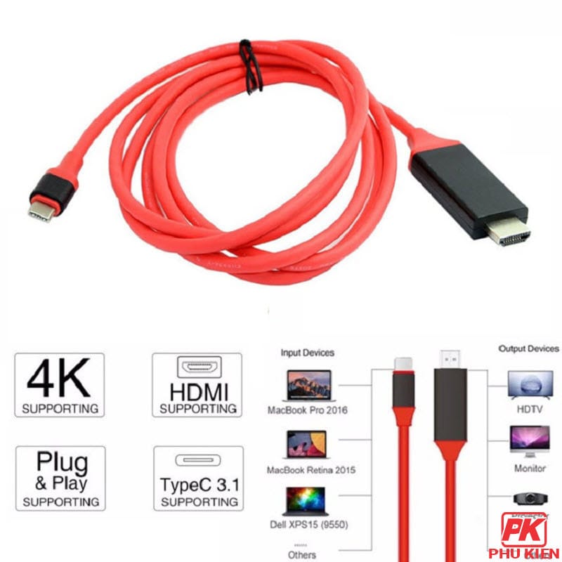Cáp USB Type-C to HDMI cho Điện thoại Adroid hỗ trợ 4k 4 Cáp USB Type-C to HDMI cho Điện thoại Adroid hỗ trợ 4k - Ảnh 4
