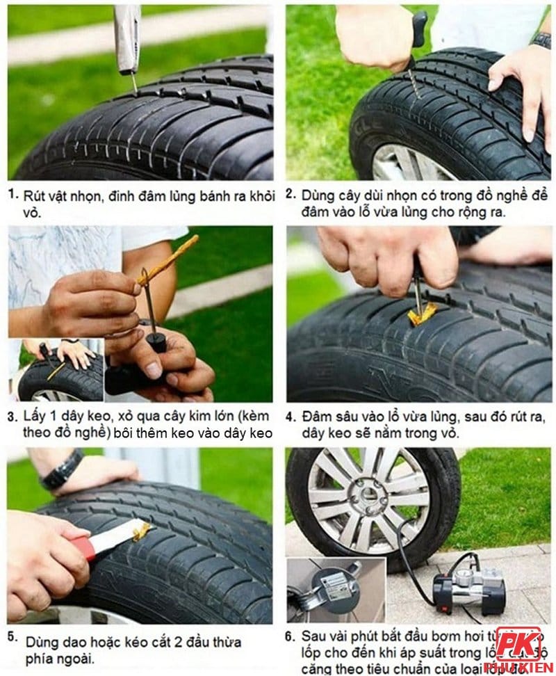 Bộ vá lốp không săm cho Ô tô Xe máy