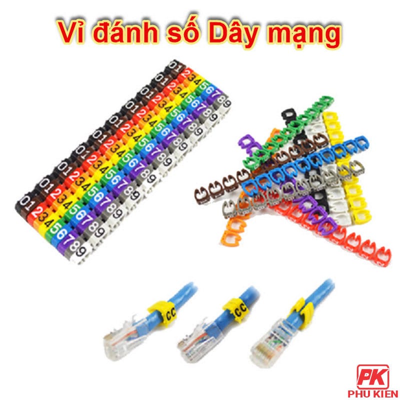 Vỉ đánh số dây mạng Cat5 Cat6 1 Vỉ đánh số dây mạng